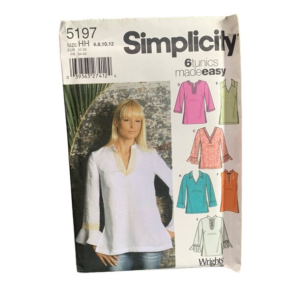 Simplicity Sewing Pattern 5197 HH 6-18 6 Tunics Made Easy By Wrights - uncut - Picture 1 of 2